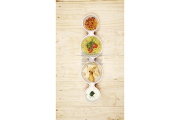 Spiced Pita Chips with Triple Dips