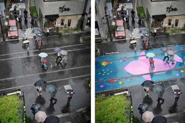 Sambut Musim Hujan, Para Seniman Lukis Jalanan Kota Seoul 