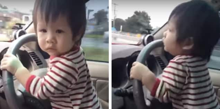 Aduh Bahaya! Bayi 10 Bulan Ini Kemudikan Mobil