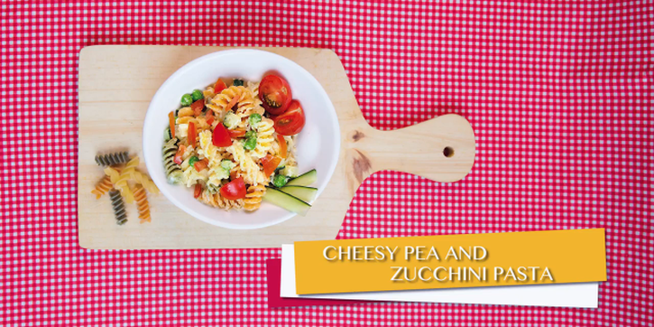Resep Finger Food Balita: Cheesy Pea and Zucchini Pasta