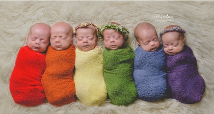 Bayi Kembar 6 Ini Foto Bareng Seperti Pelangi!