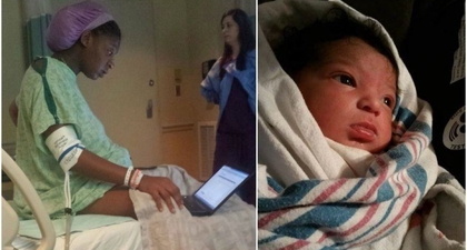 Seorang Ibu Mengerjakan Ujian di Tengah Persalinan