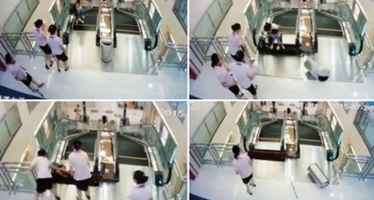 Ibu Selamatkan Anaknya dari Kecelakaan di Eskalator